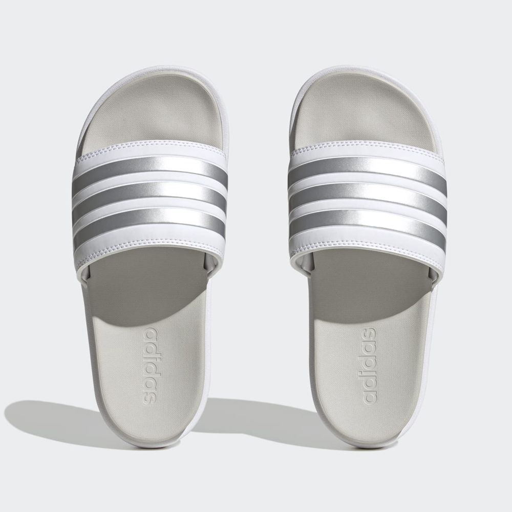 Claquette Adidas Adilette Platform Blanche Grise Femme | QVD-86103873