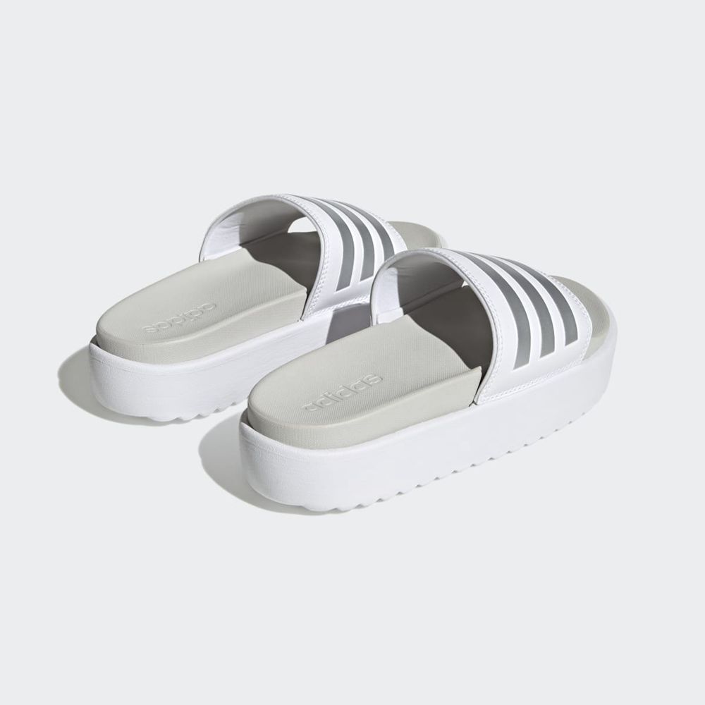 Claquette Adidas Adilette Platform Blanche Grise Femme | QVD-86103873