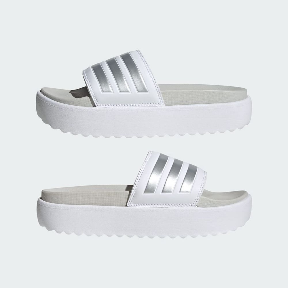 Claquette Adidas Adilette Platform Blanche Grise Femme | QVD-86103873