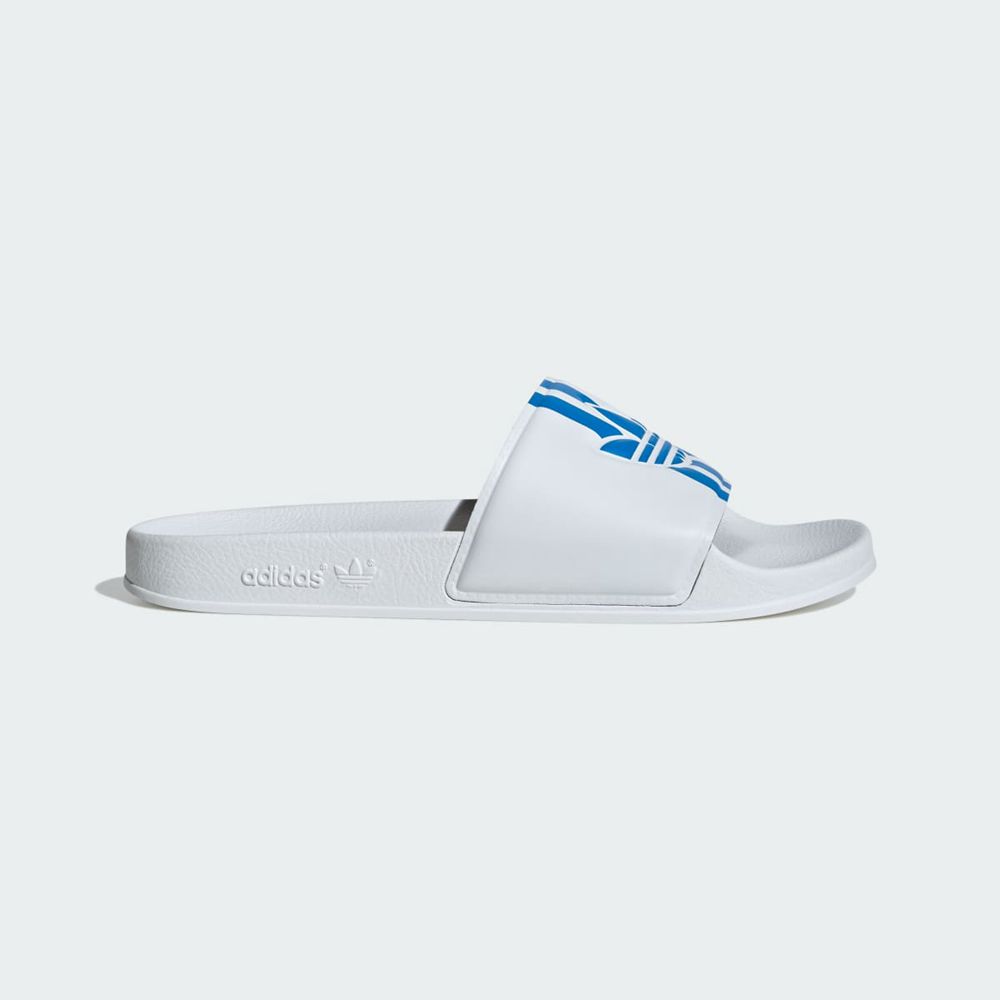 Claquette Adidas Adilette Blanche Bleu Femme | QLJ-35160134