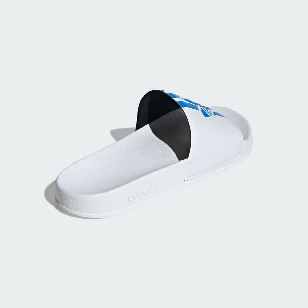 Claquette Adidas Adilette Blanche Bleu Femme | QLJ-35160134