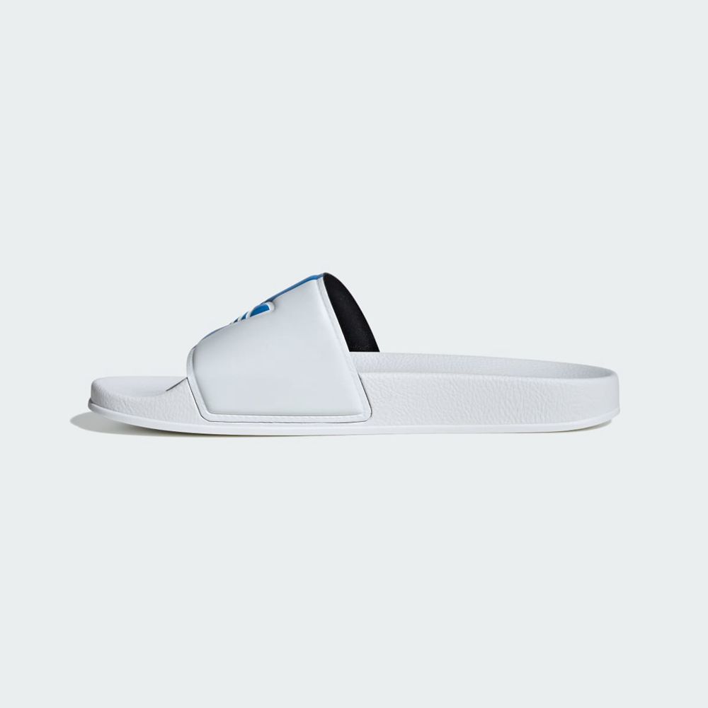 Claquette Adidas Adilette Blanche Bleu Femme | QLJ-35160134