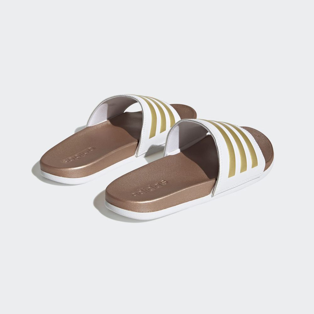 Claquette Adidas Adilette Comfort Blanche Doré Femme | PXM-50812389