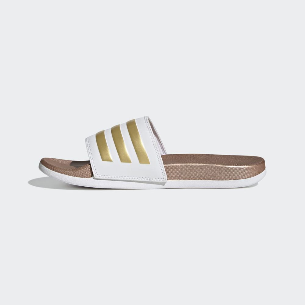 Claquette Adidas Adilette Comfort Blanche Doré Femme | PXM-50812389