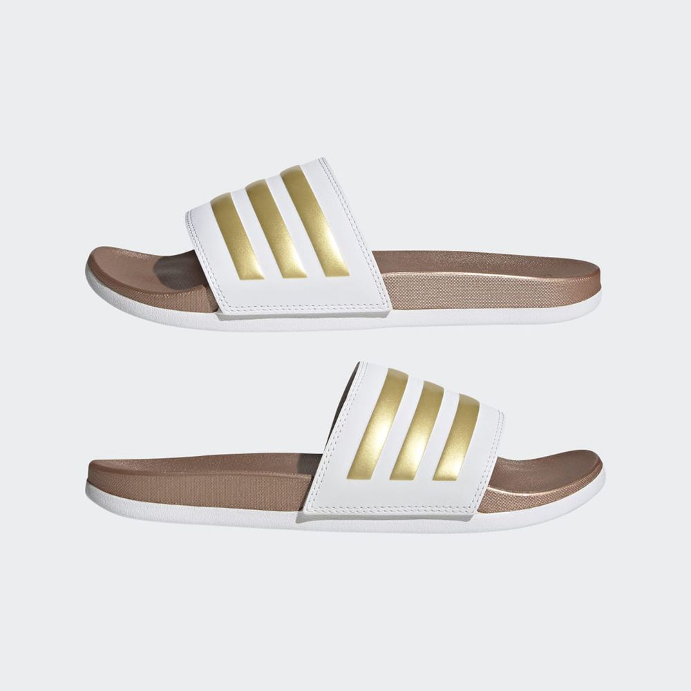 Claquette Adidas Adilette Comfort Blanche Doré Femme | PXM-50812389