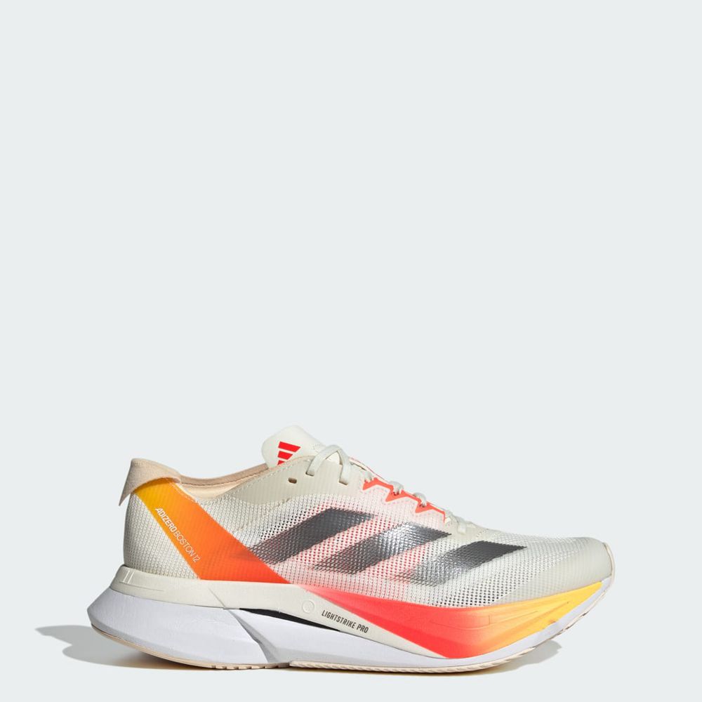 Chaussure Running Adidas Adizero Boston 12 Blanche Grise Rouge Femme | TNB-04392040