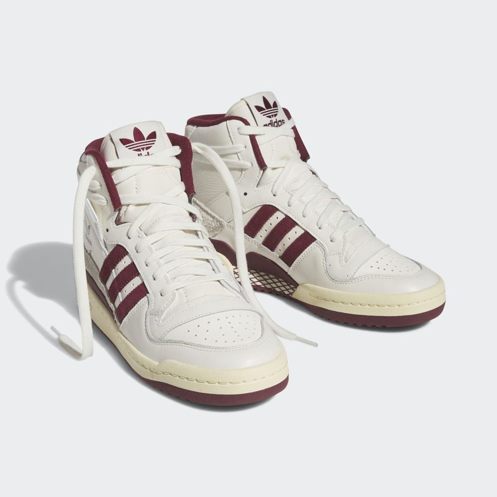 Basket Montante Adidas Forum 84 High Blanche Bordeaux Jaune Femme | HZQ-76569704