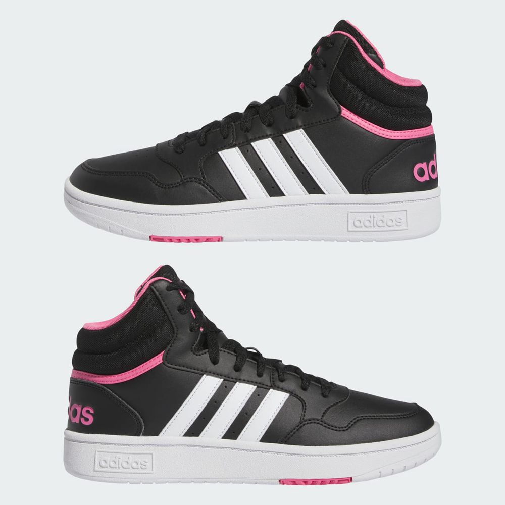 Basket Montante Adidas Hoops 3.0 Mid Noir Blanche Rose Femme | UQW-21238720