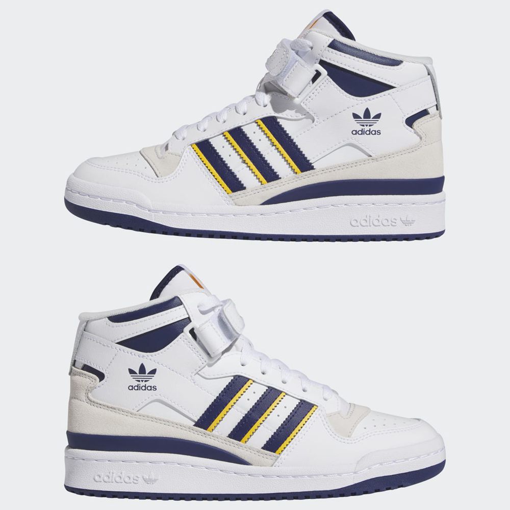 Basket Montante Adidas Forum Mid Blanche Bleu Jaune Femme | OHY-41342607