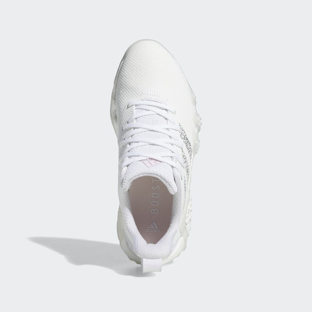 Chaussures De Golf Adidas Codechaos 22 Spikeless Blanche Argent Rose Femme | BGG-13425944