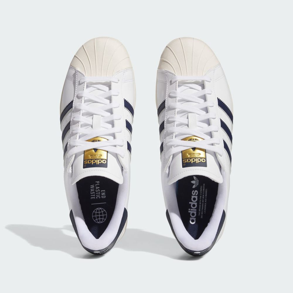 Chaussures De Golf Adidas Superstar Blanche Bleu Marine Femme | IZL-19890722