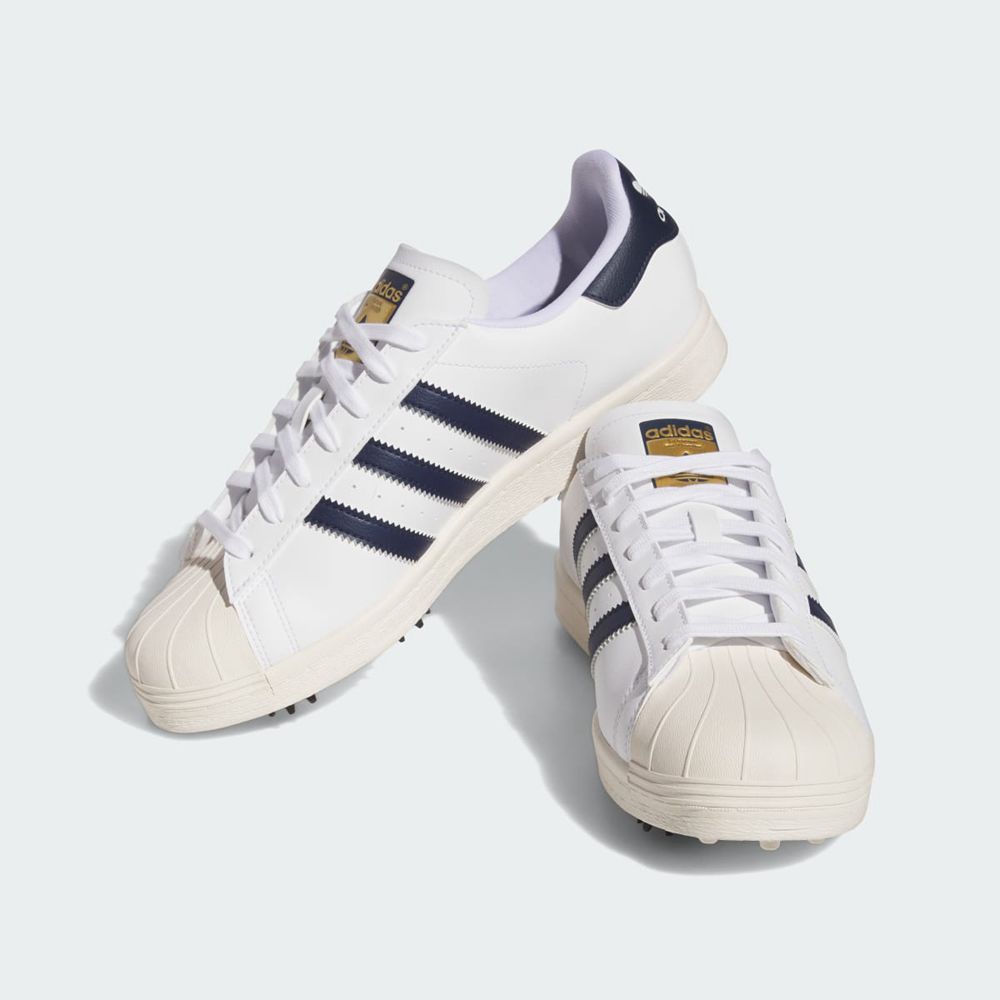 Chaussures De Golf Adidas Superstar Blanche Bleu Marine Femme | IZL-19890722