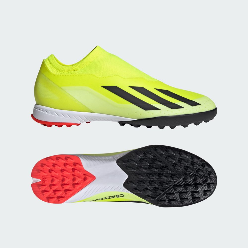 Chaussure de Foot Adidas X Crazyfast League Laceless Turf Jaune Noir Blanche Femme | PWC-49529238