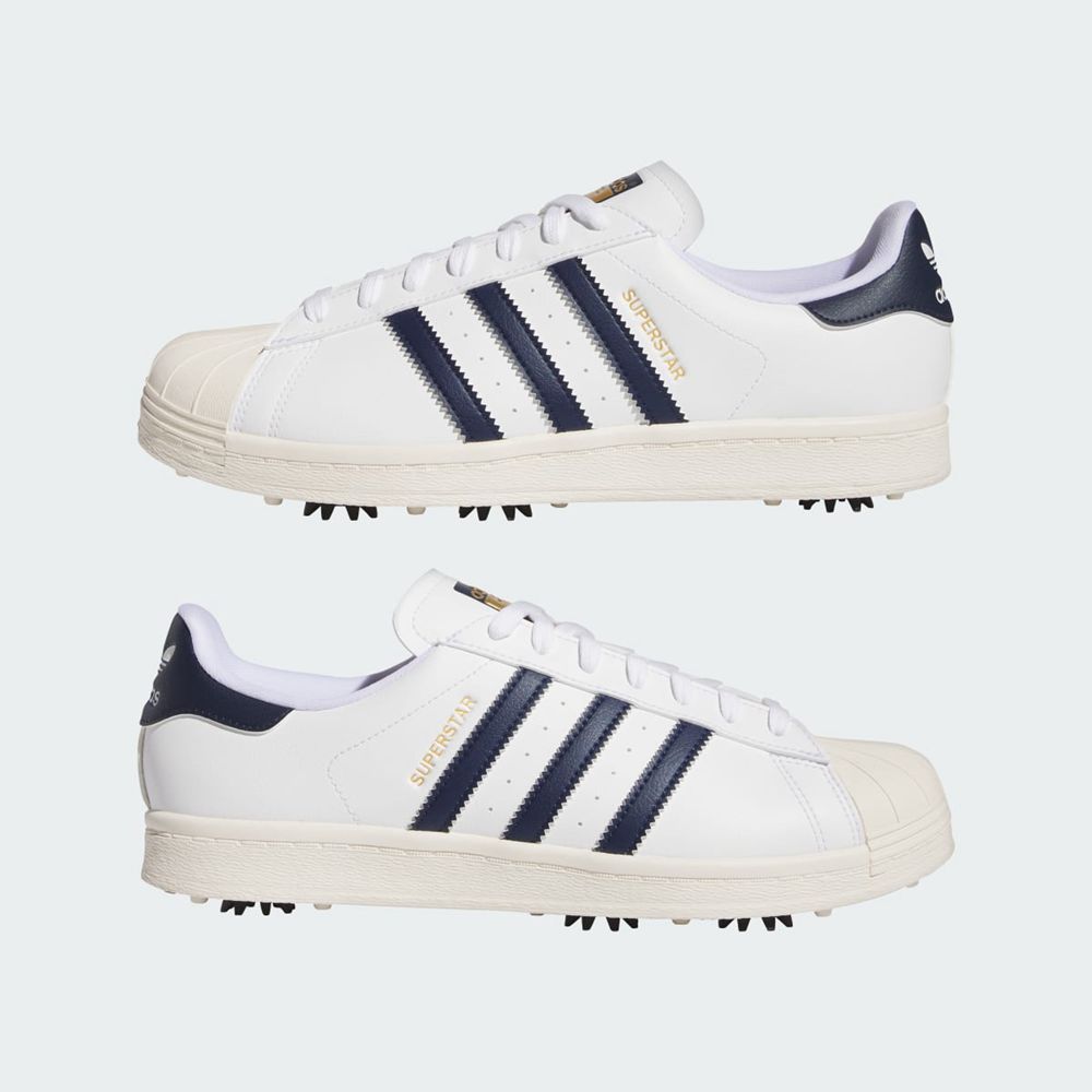 Chaussures De Golf Adidas Superstar Blanche Bleu Marine Femme | IZL-19890722