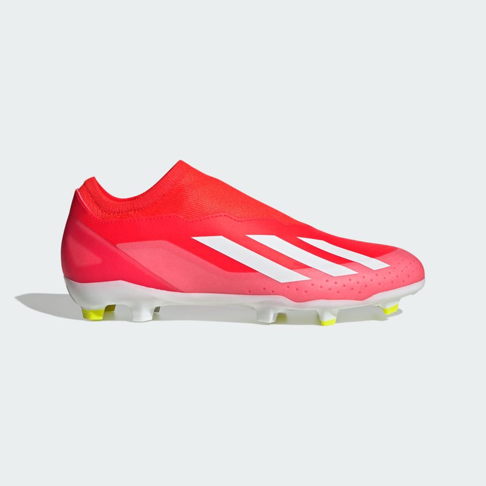 Chaussure de Foot Adidas X Crazyfast League Laceless Firm Ground Rouge Blanche Jaune Femme | XOI-81345259