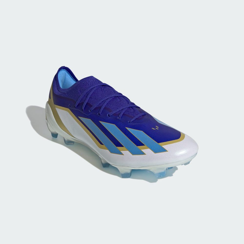 Chaussure de Foot Adidas X Crazyfast Messi Elite Firm Ground Bleu Blanche Femme | XBR-55391842