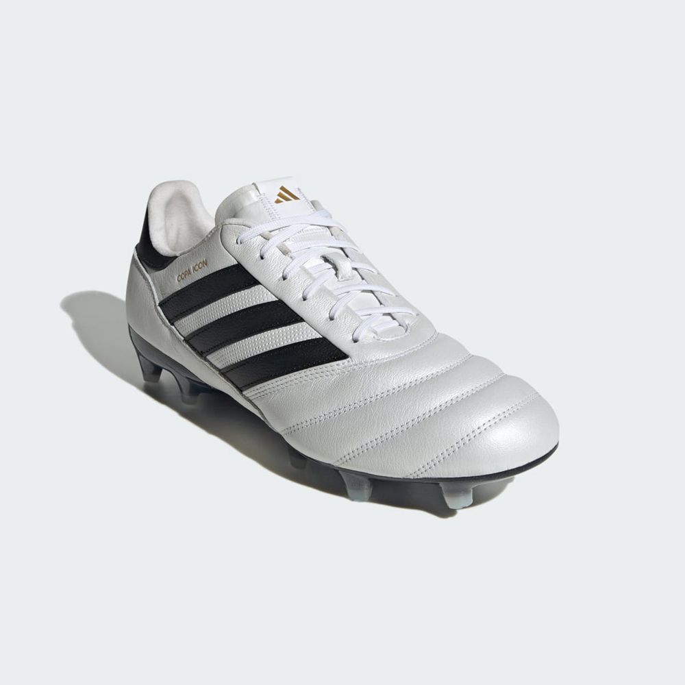 Chaussure de Foot Adidas Copa Icon Firm Ground Blanche Noir Doré Femme | PBU-90081343