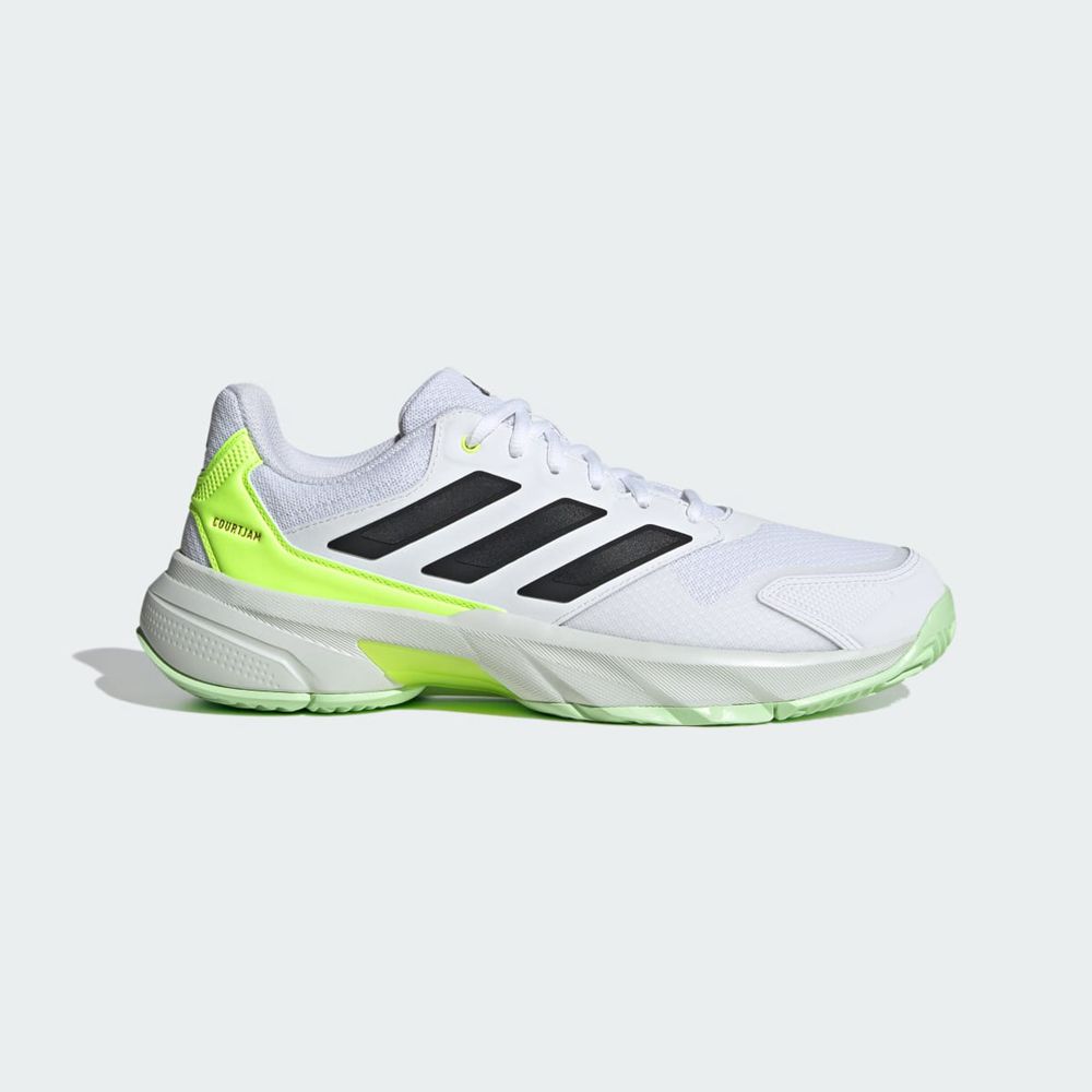 Chaussure Tennis Adidas Courtjam Control 3 Blanche Noir Vert Homme | ASE-36892488