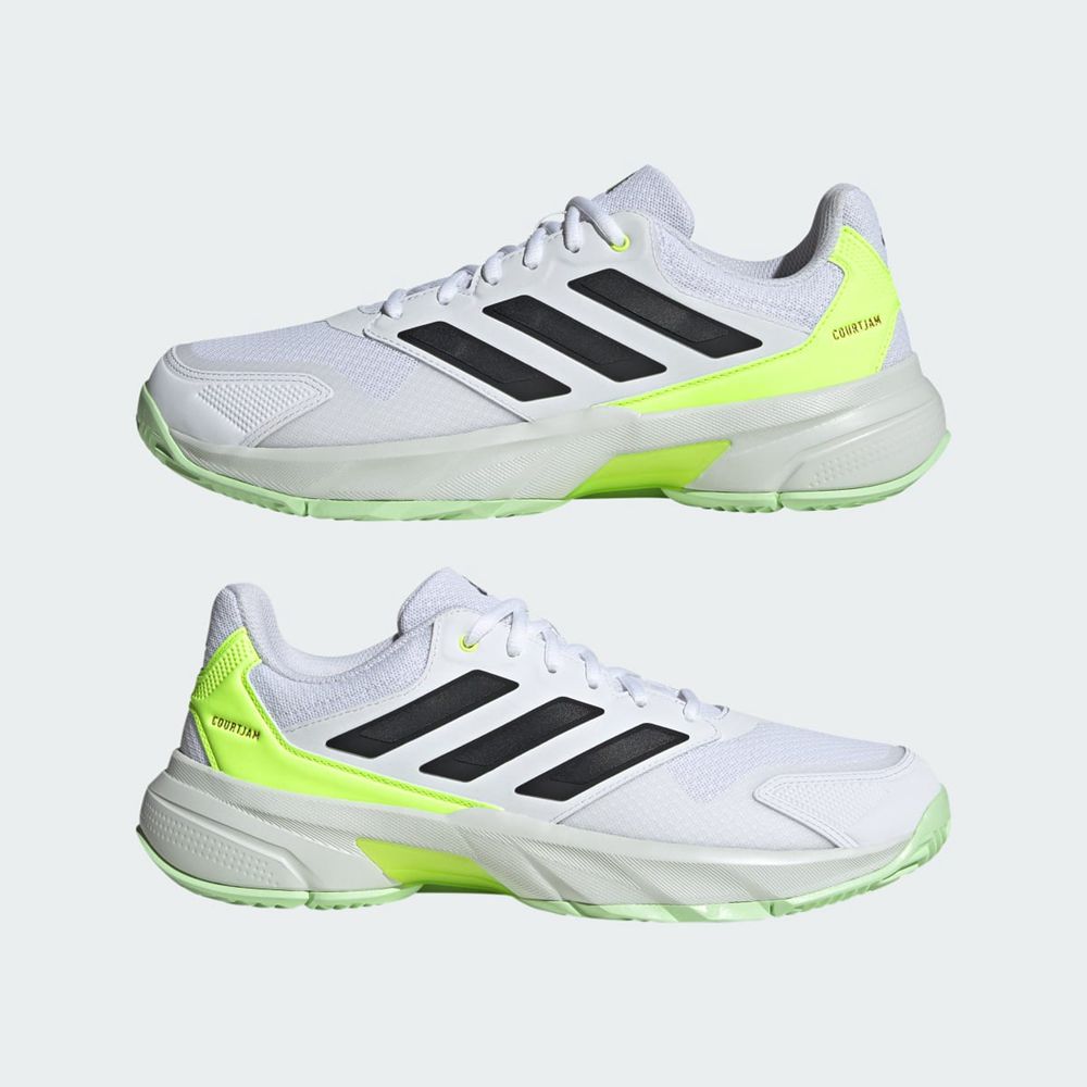 Chaussure Tennis Adidas Courtjam Control 3 Blanche Noir Vert Homme | ASE-36892488