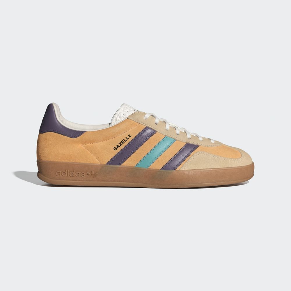 Basket Adidas Gazelle Indoor Orange Violette Blanche Homme | IAG-50382000