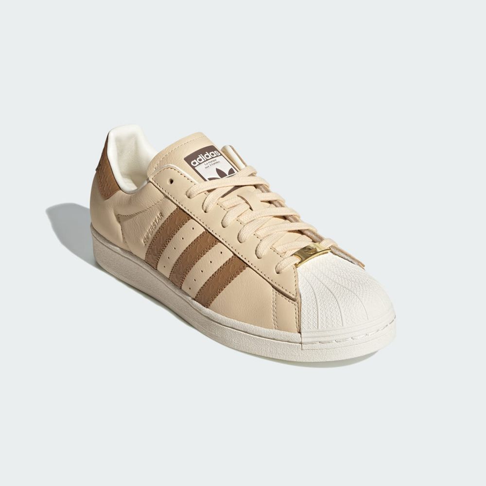 Basket Adidas Superstar Beige Marron Blanche Homme | OFP-97365641