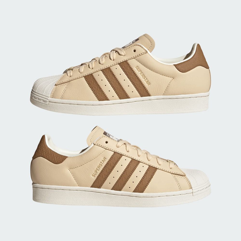 Basket Adidas Superstar Beige Marron Blanche Homme | OFP-97365641