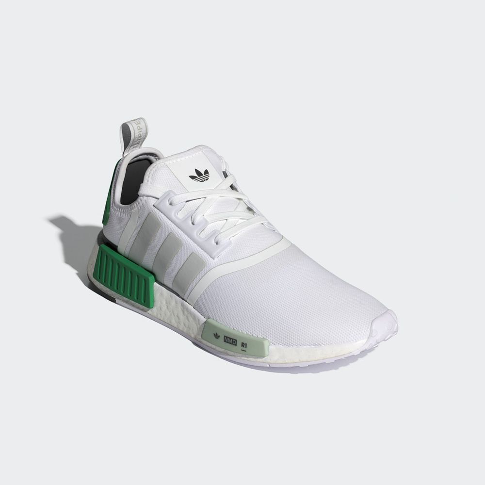 Basket Adidas NMD_R1 Blanche Grise Vert Homme | SIV-05530795