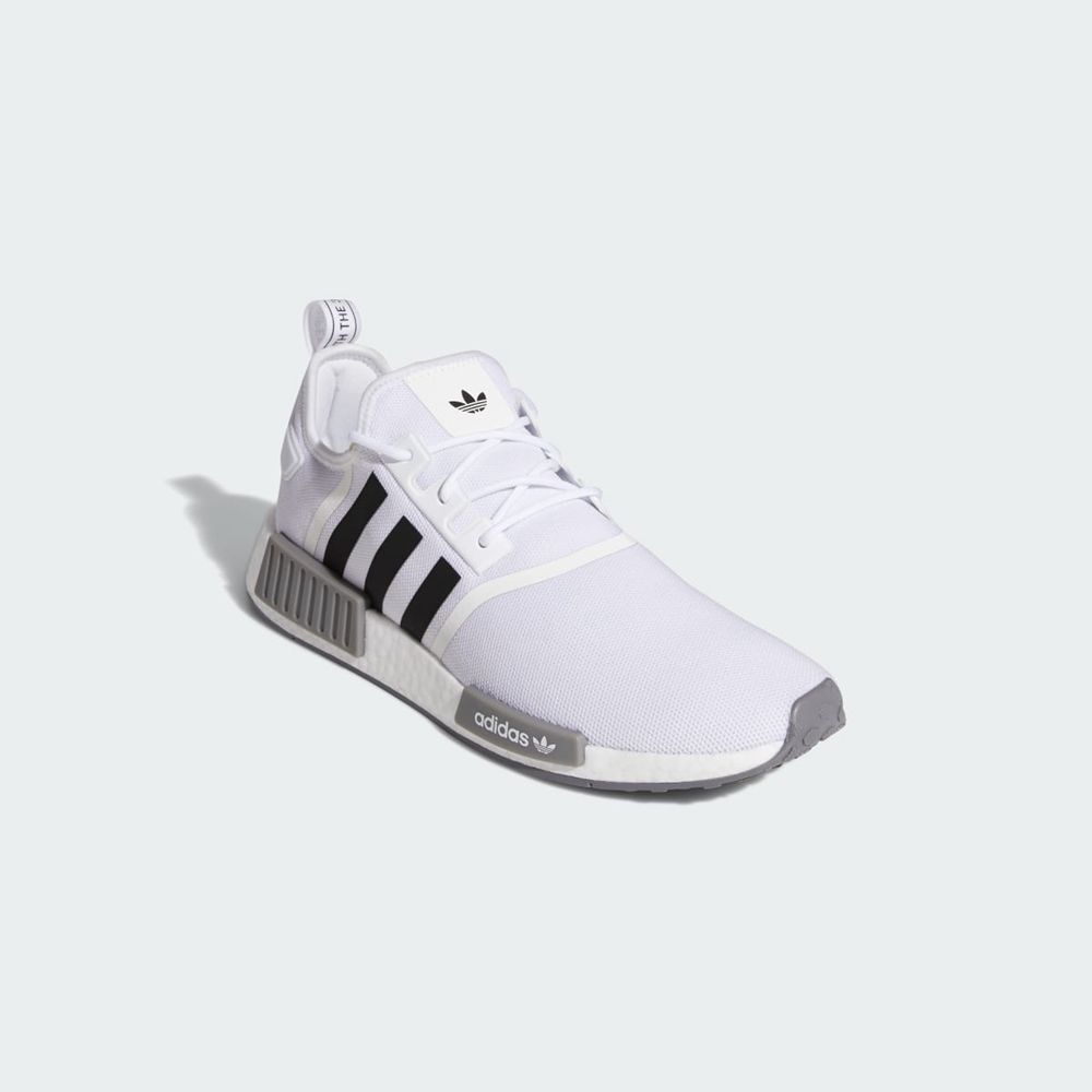 Basket Adidas NMD_R1 Blanche Noir Grise Homme | RNT-30280787