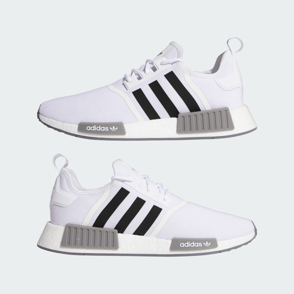 Basket Adidas NMD_R1 Blanche Noir Grise Homme | RNT-30280787