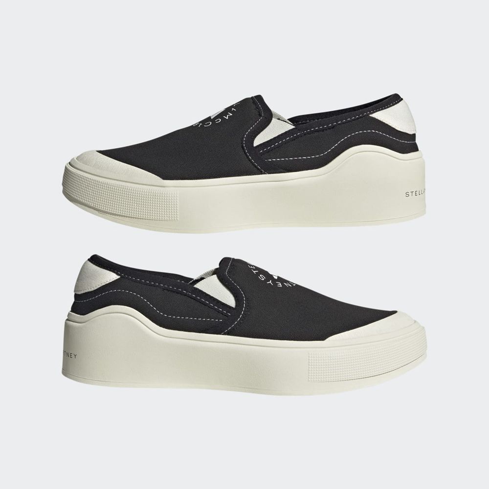 Basket Adidas Adidas by Stella McCartney Court Slip On Noir Blanche Homme | WPG-70286403