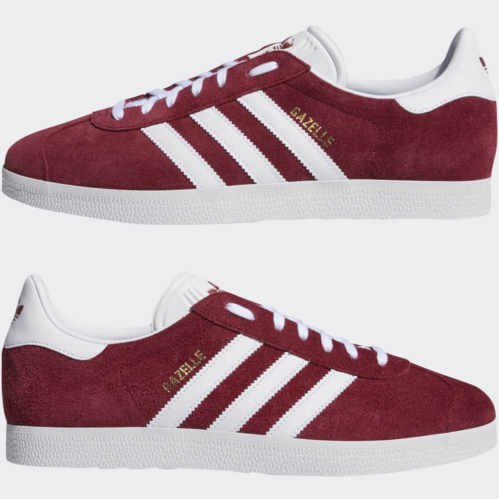 Basket Adidas Gazelle Bordeaux Blanche Doré Homme | EHI-77958786