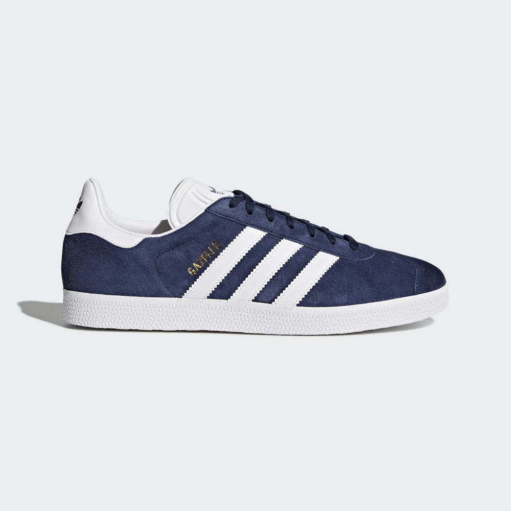 Basket Adidas Gazelle Bleu Marine Blanche Doré Homme | LGG-99690203