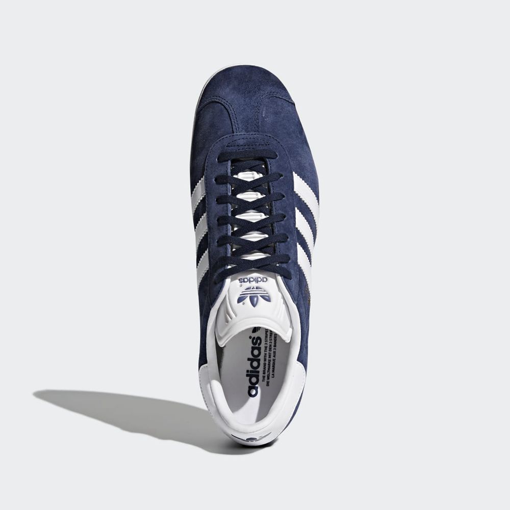 Basket Adidas Gazelle Bleu Marine Blanche Doré Homme | LGG-99690203