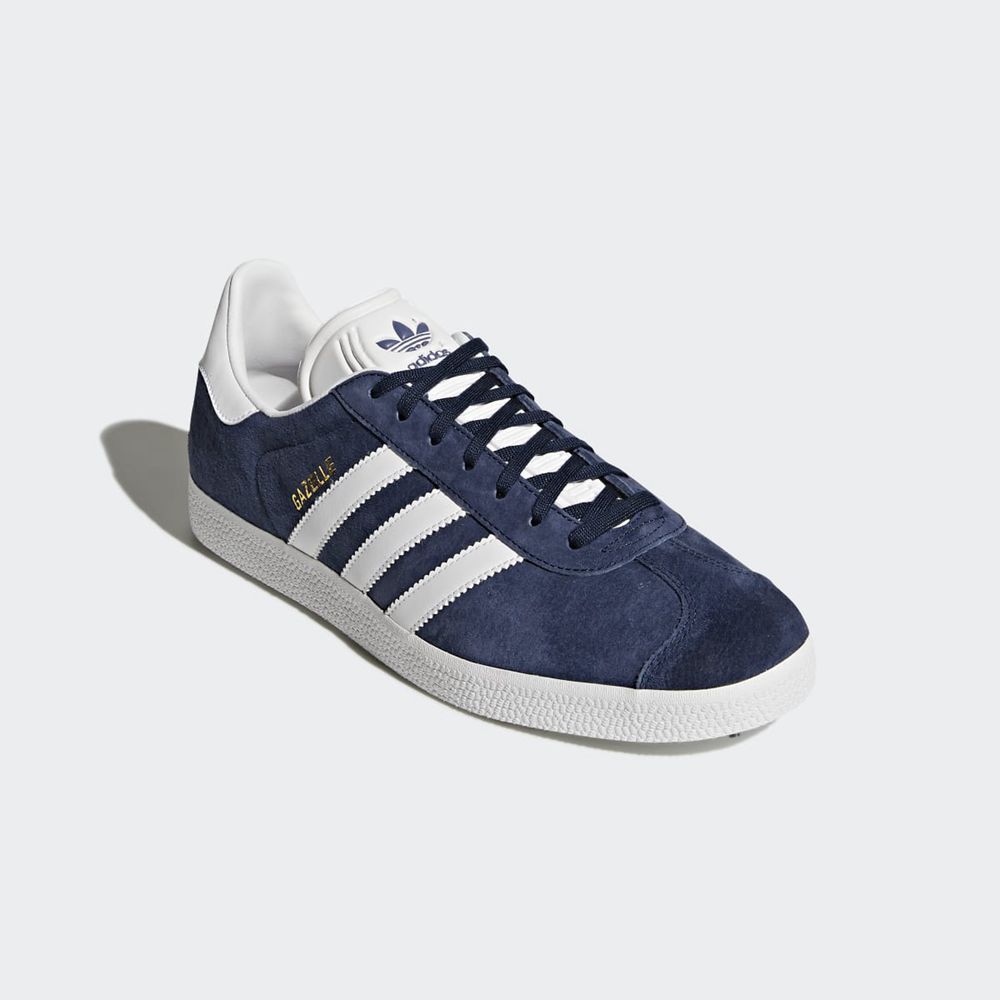 Basket Adidas Gazelle Bleu Marine Blanche Doré Homme | LGG-99690203