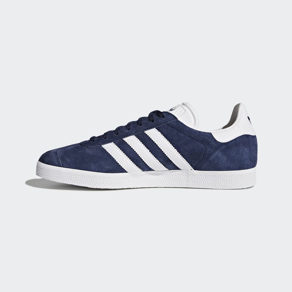 Basket Adidas Gazelle Bleu Marine Blanche Doré Homme | LGG-99690203