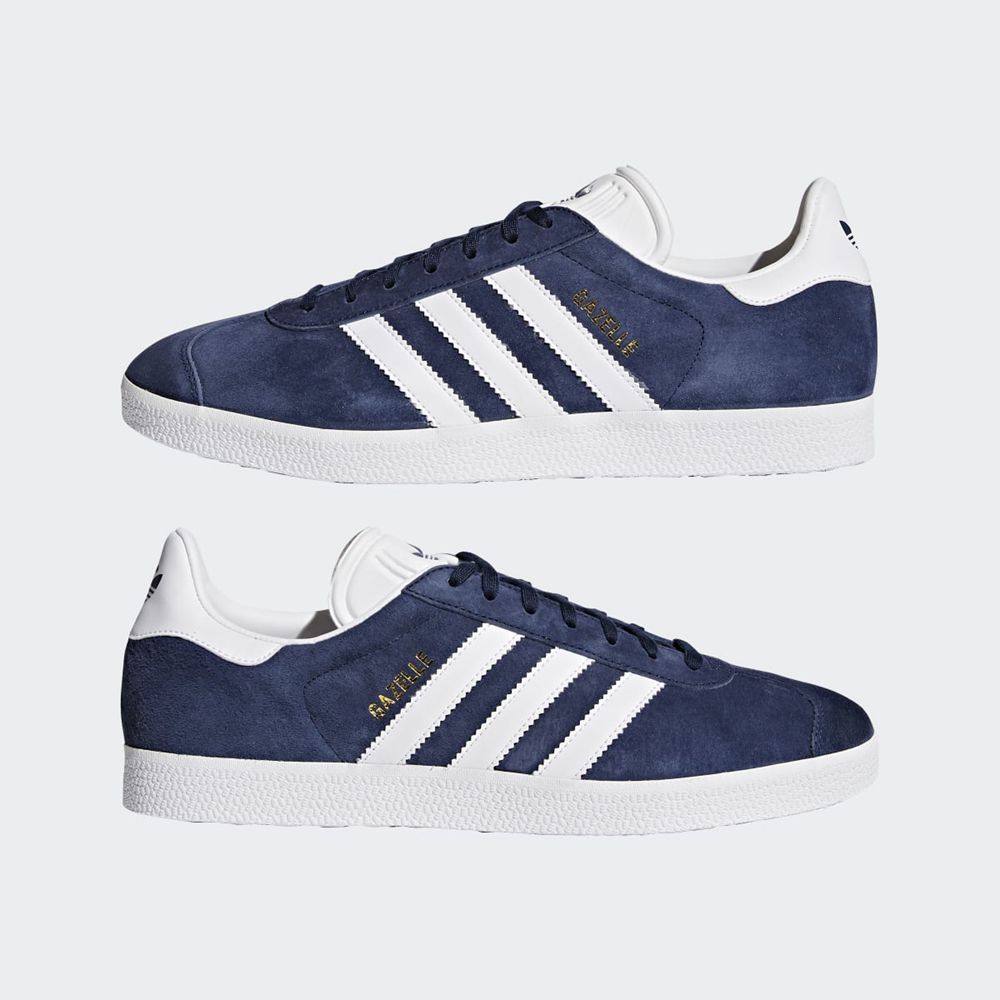 Basket Adidas Gazelle Bleu Marine Blanche Doré Homme | LGG-99690203