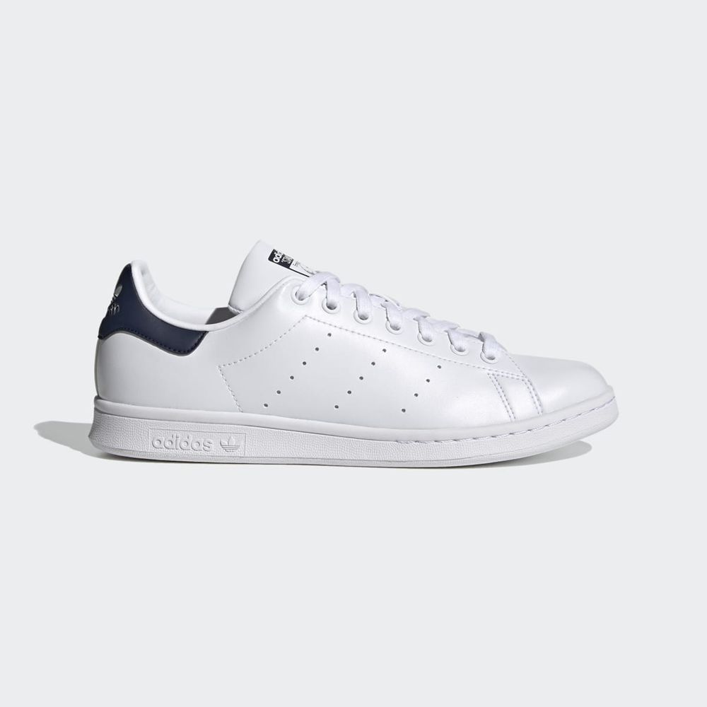 Basket Adidas Stan Smith Blanche Bleu Marine Homme | RXH-55411942