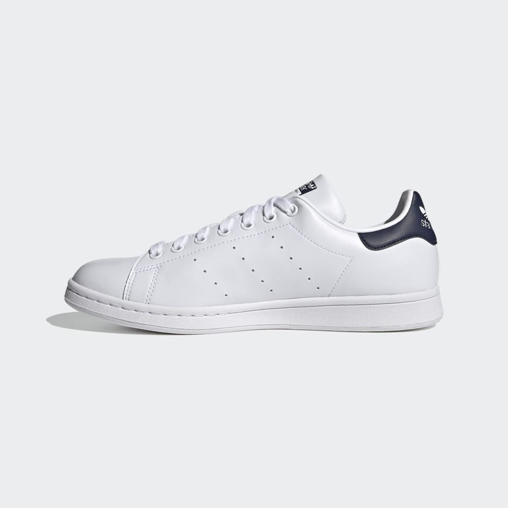 Basket Adidas Stan Smith Blanche Bleu Marine Homme | RXH-55411942