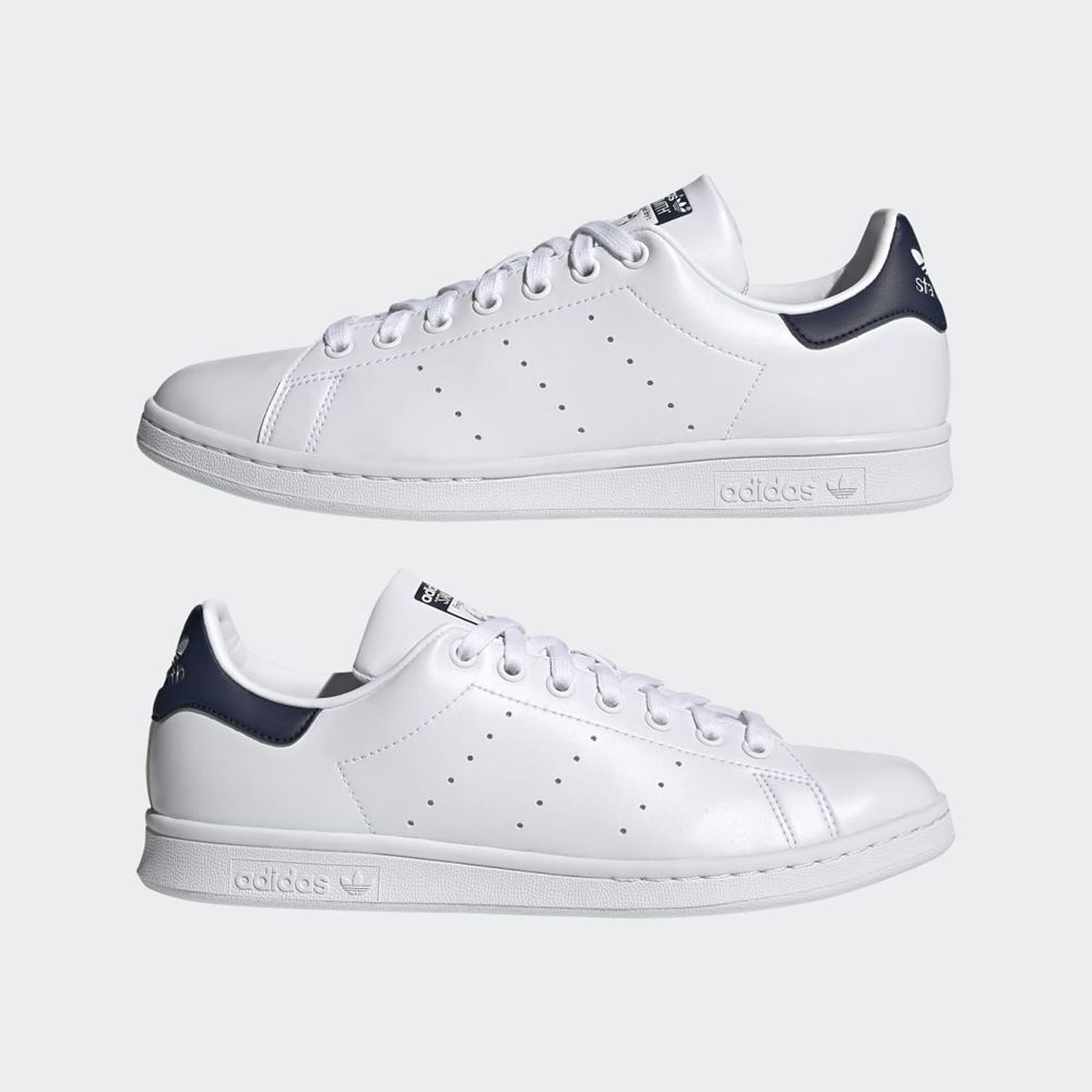 Basket Adidas Stan Smith Blanche Bleu Marine Homme | RXH-55411942