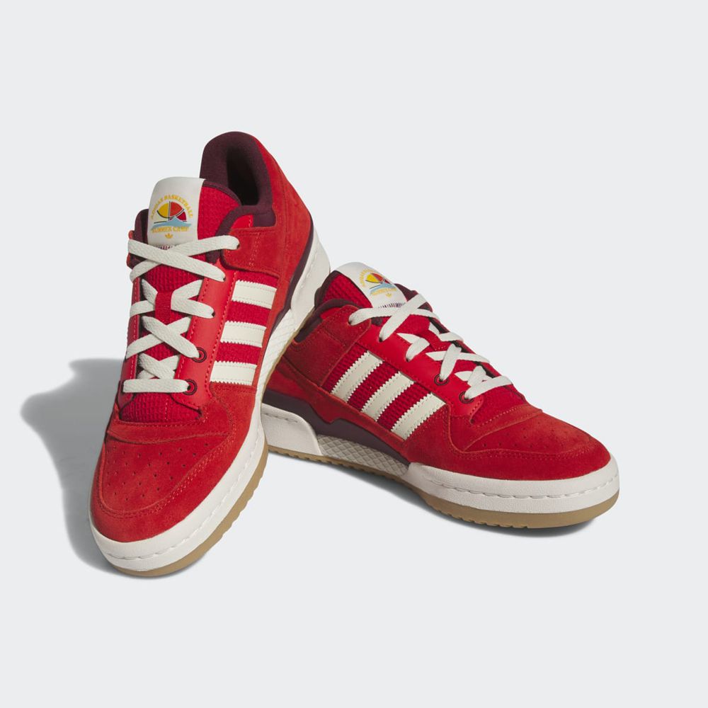 Basket Adidas Forum Low Rouge Blanche Homme | QRT-27394804