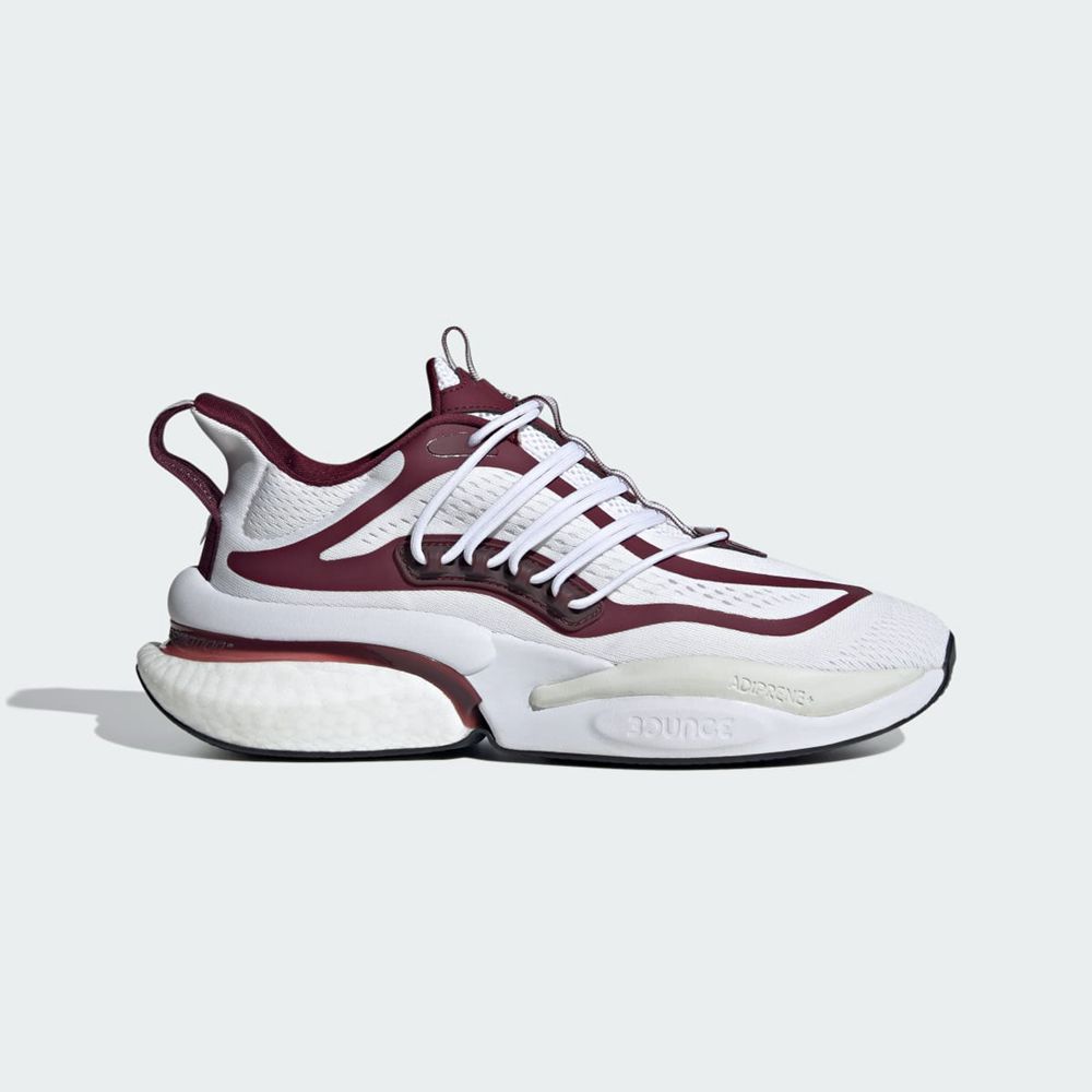 Basket Adidas Mississippi State Alphaboost V1 Blanche Bordeaux Grise Homme | FXM-51095263