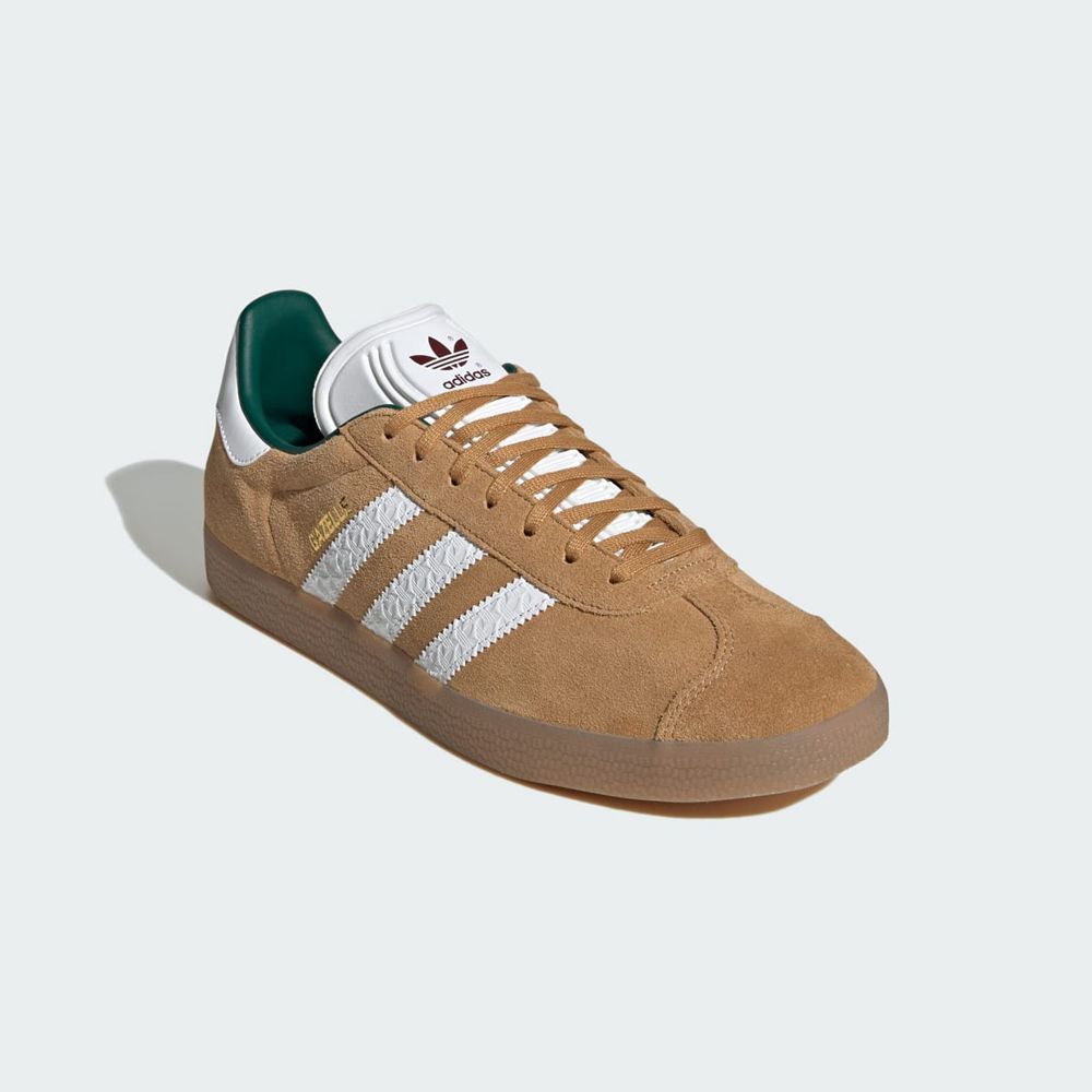 Basket Adidas Gazelle Marron Blanche Bordeaux Homme | XMG-19439369