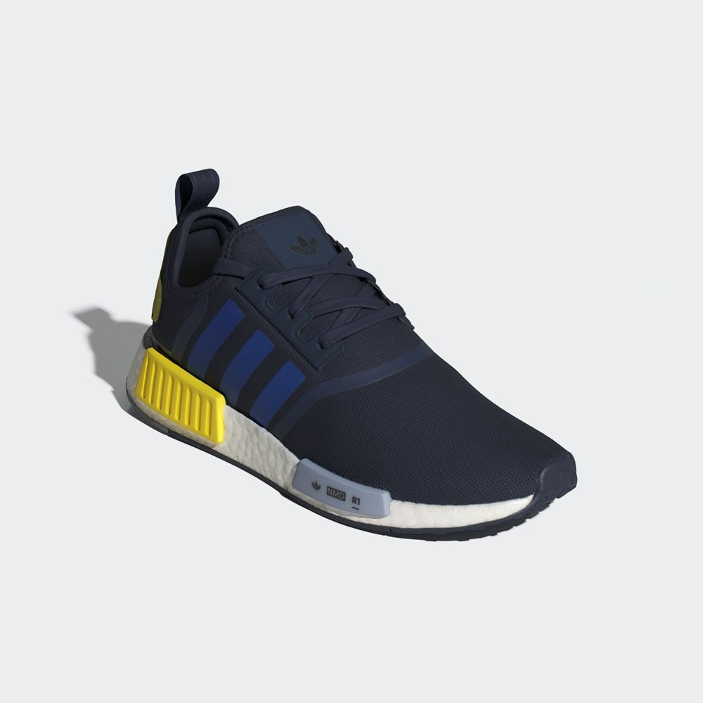 Basket Adidas NMD_R1 Bleu Marine Bleu Jaune Homme | QKE-64018900