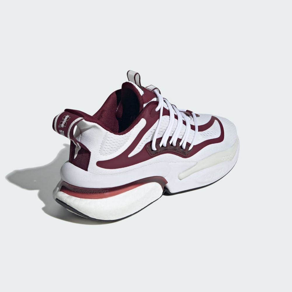 Basket Adidas Mississippi State Alphaboost V1 Blanche Bordeaux Grise Homme | FXM-51095263