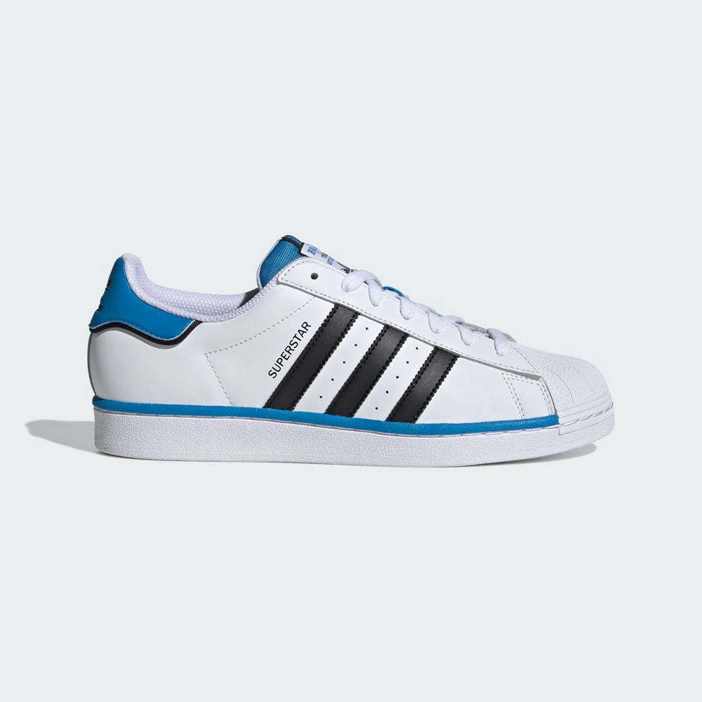 Basket Adidas Superstar Blanche Noir Bleu Homme | CJF-78599304