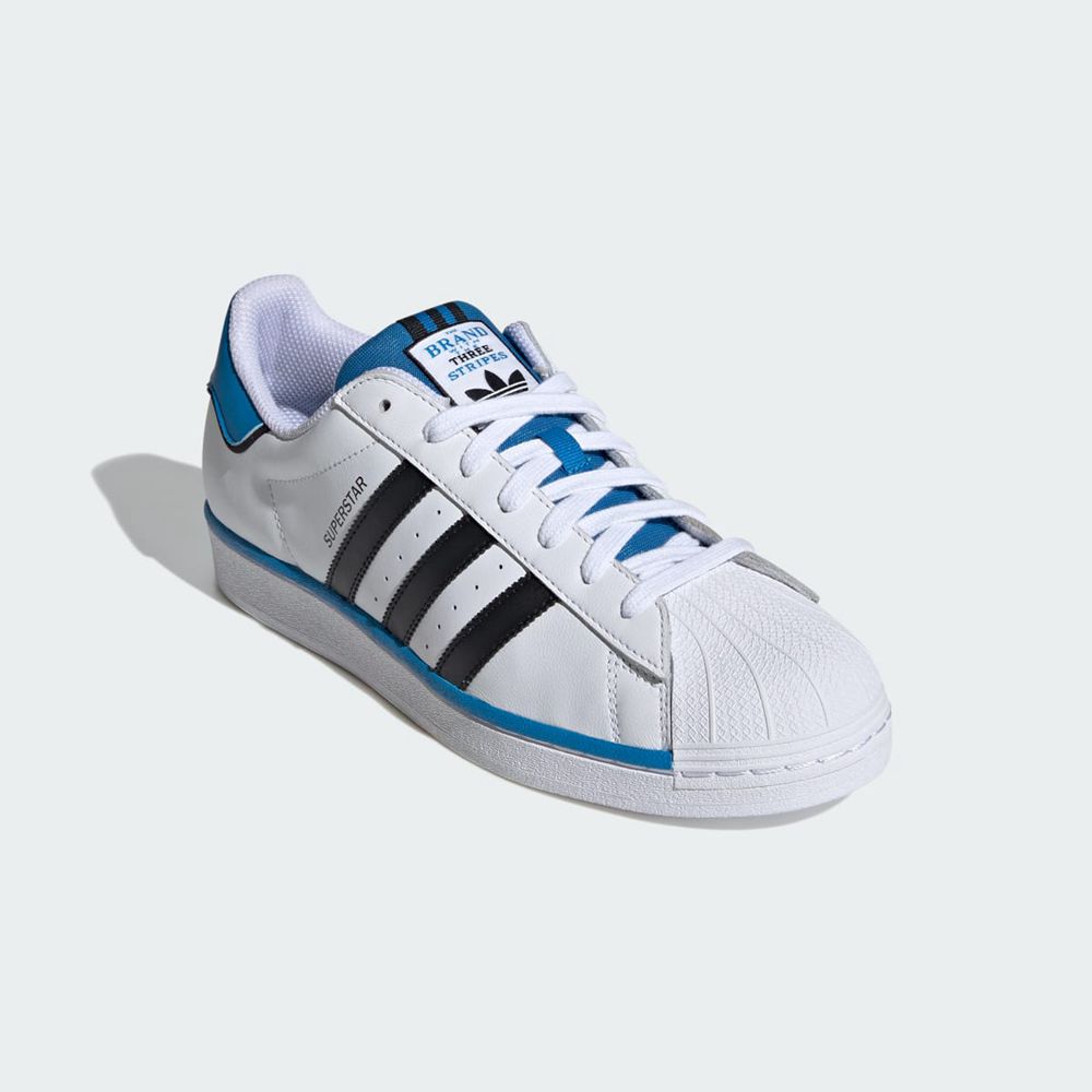 Basket Adidas Superstar Blanche Noir Bleu Homme | CJF-78599304