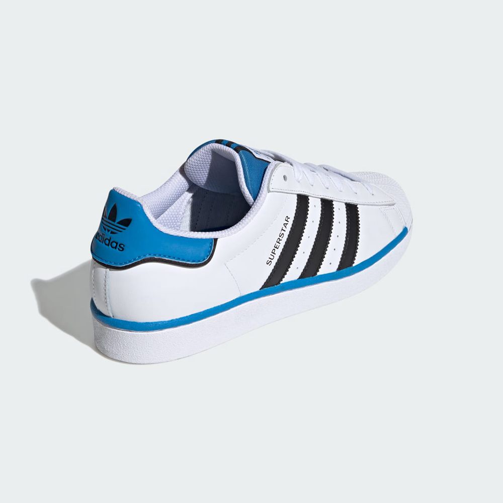 Basket Adidas Superstar Blanche Noir Bleu Homme | CJF-78599304