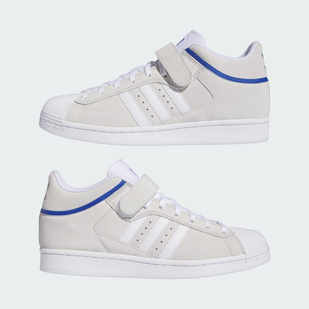 Chaussure Adidas Pro Shell ADV Blanche Bleu Homme | SRY-31000089