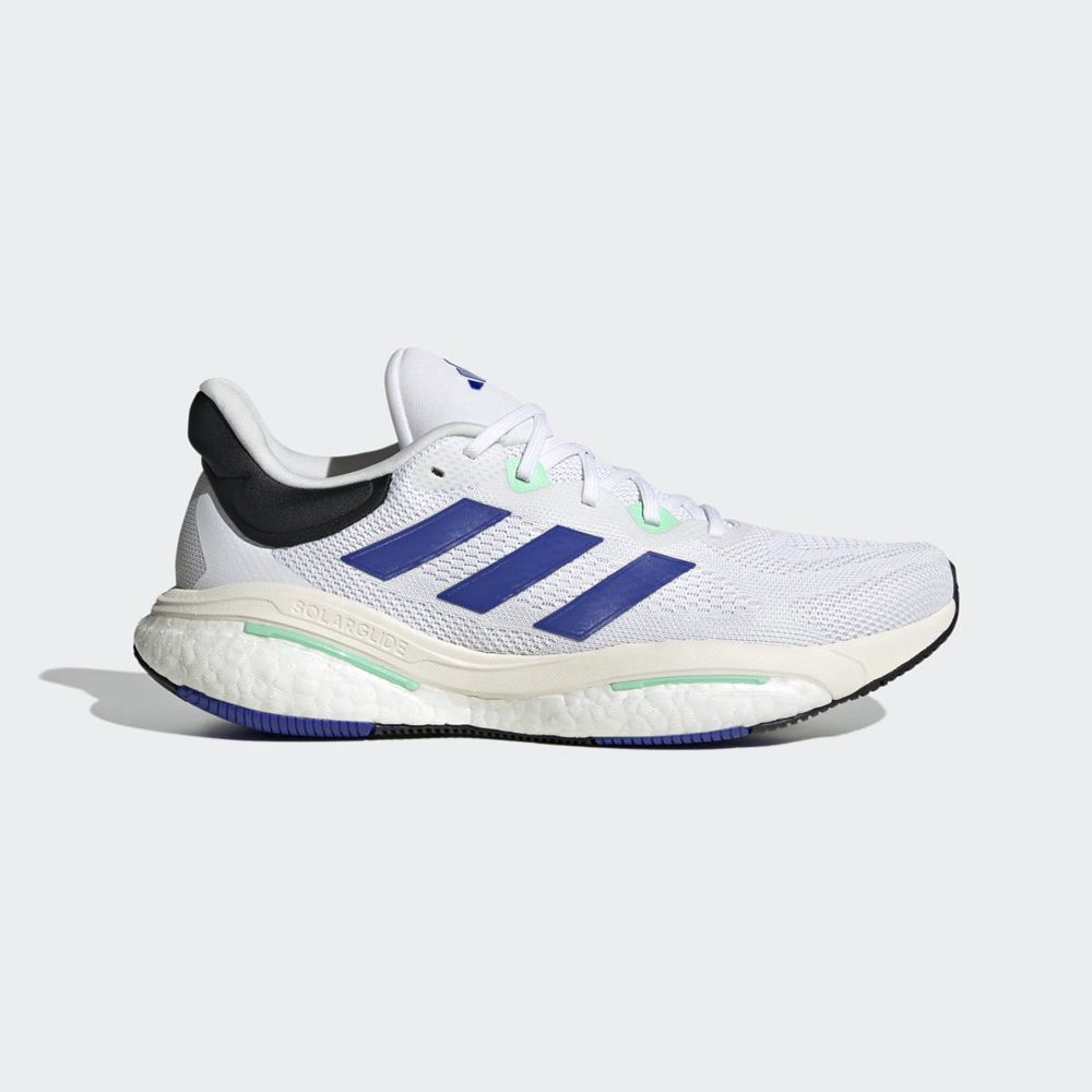 Chaussure Running Adidas Solarglide 6 Blanche Bleu Vert Homme | DPP-87429695