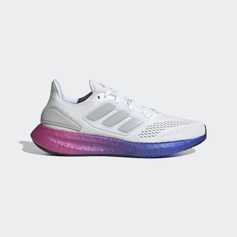 Chaussure Running Adidas Pureboost 22 Blanche Grise Bleu Homme | XFD-28733600